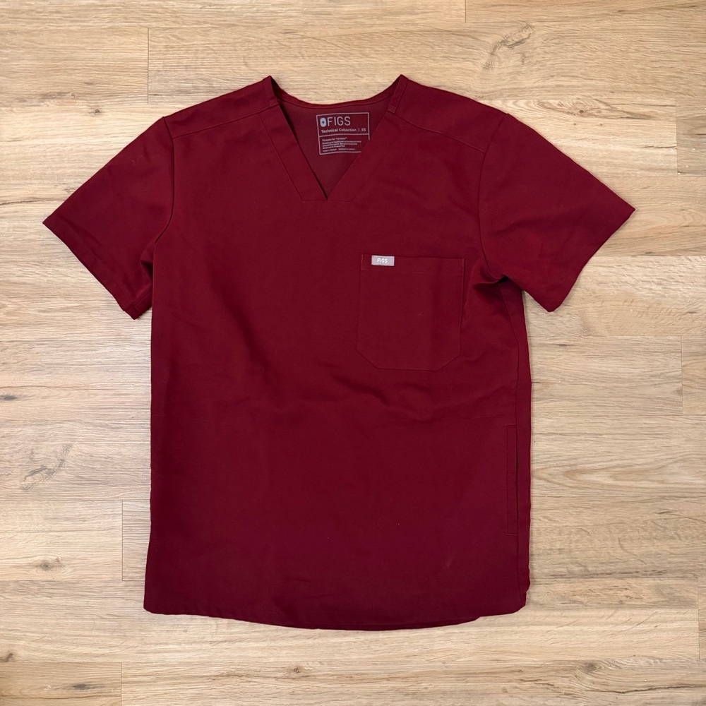 Figs (Top + Bottom) Men's Burgundy Scrub Set